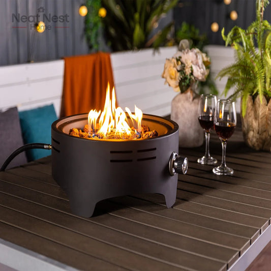 Portable 15 Inch Tabletop Fire Pit for Camping and Patio Use
