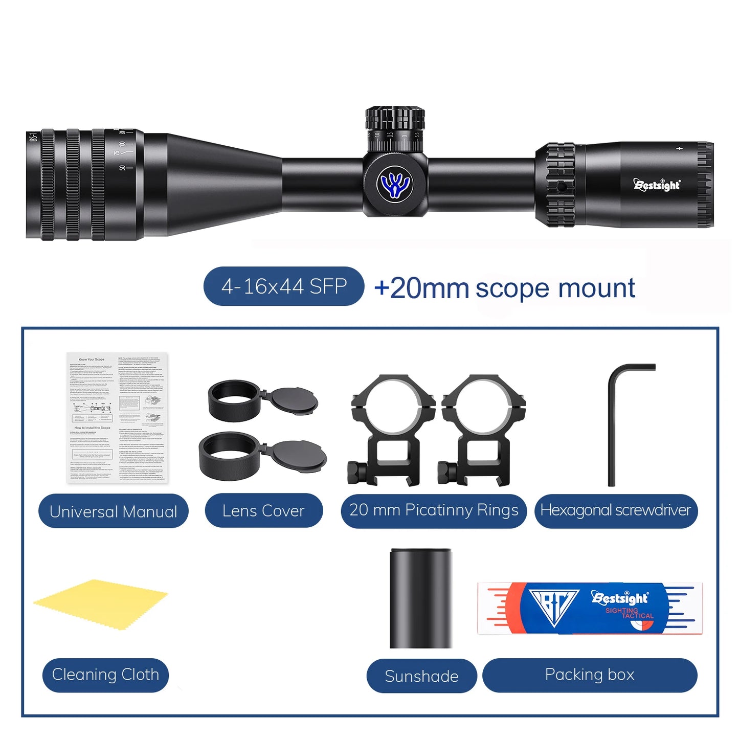 BAIGISH Tactical Riflescope 4 16x44 Illuminated Sight