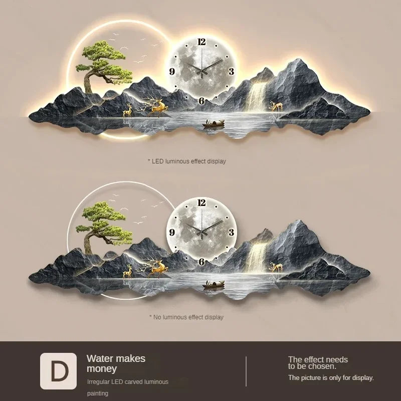 Design Luxury LED Wall Clock Nordic Minimalist Silent Decor
