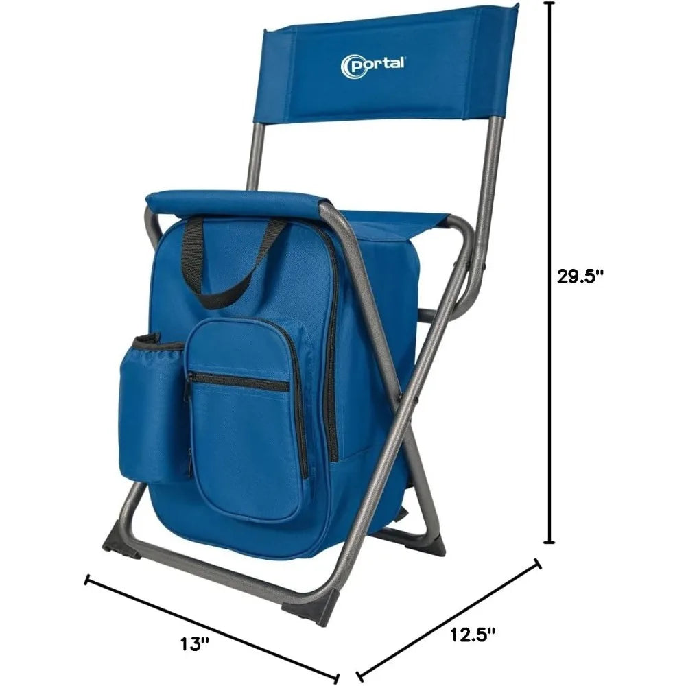 Backpack Cooler Chair With Backrest Folding Camping Stool