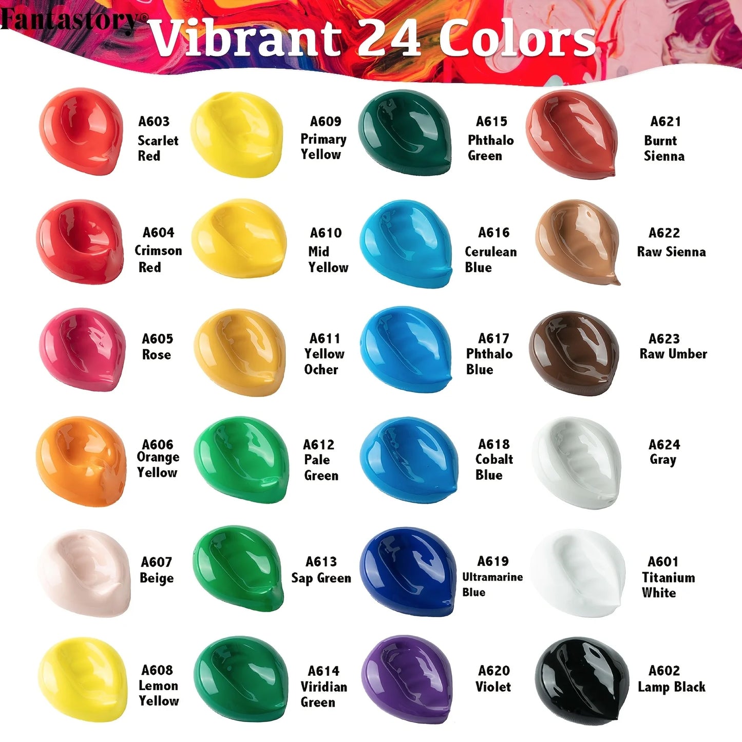 Fantastory Acrylic Paint Set With 12 Brushes