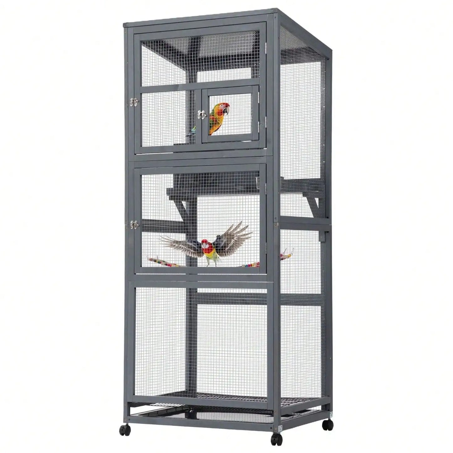 Large Wood Bird Cage – Convenient On Wheels