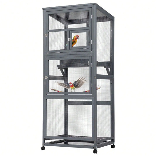 Large Wood Bird Cage – Convenient On Wheels