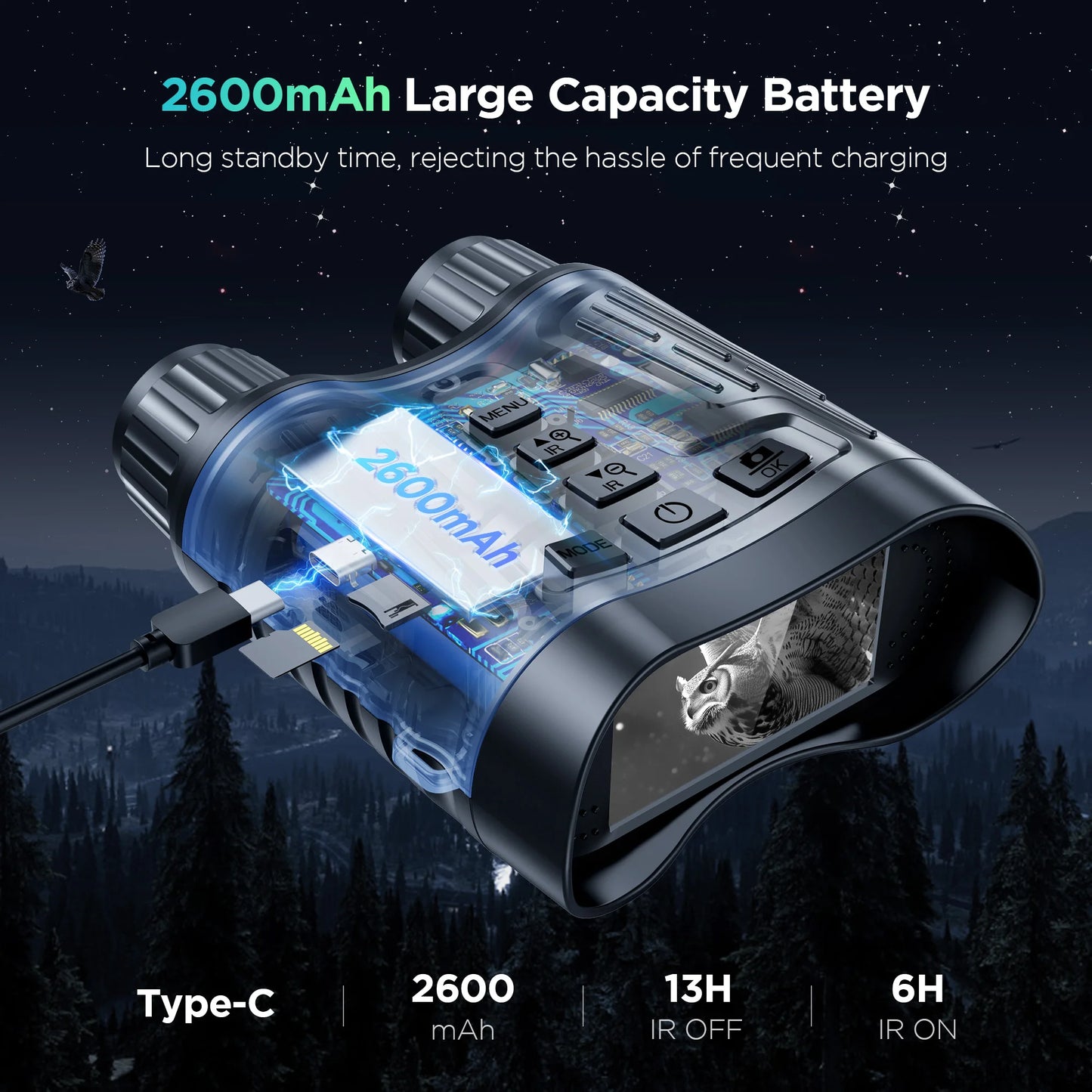 DIYIMINE Night Vision Binoculars 8X Digital Zoom IR