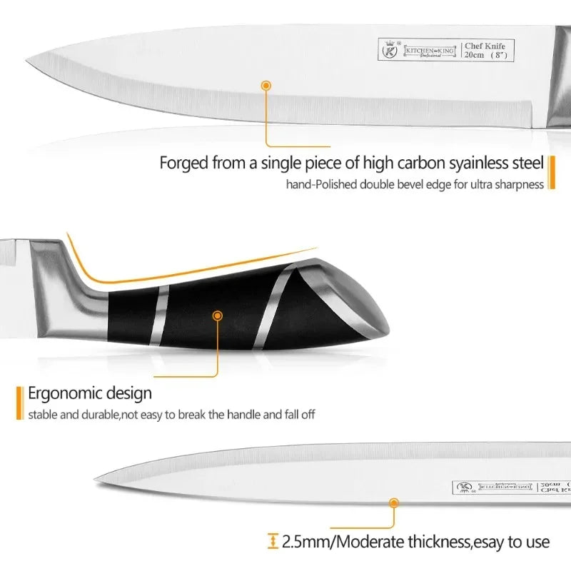Stainless Steel Kitchen Knife Set 9 Pieces with Sharpener