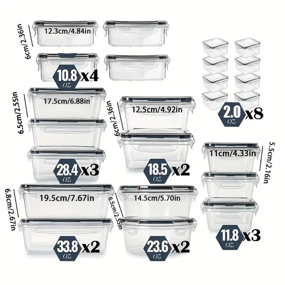 24pcs Reusable Kitchen Storage Container Set with Flip Lids