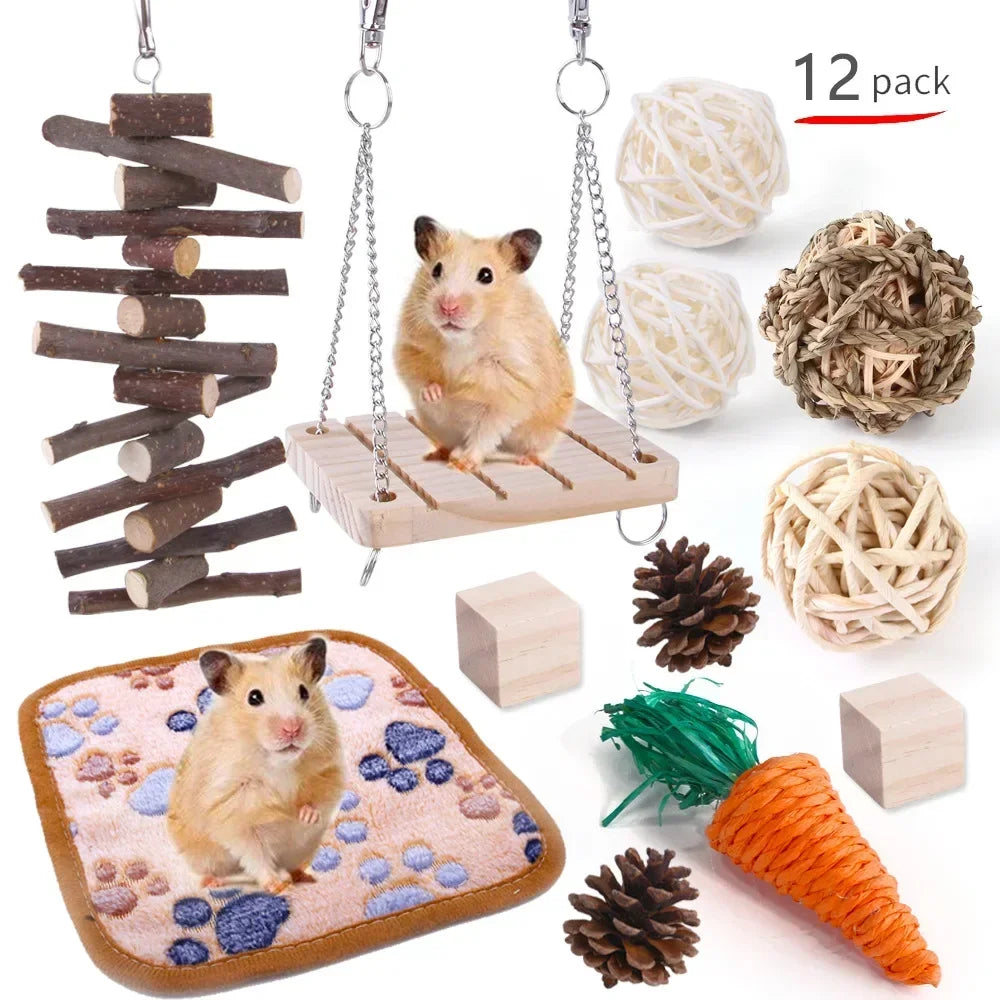 Hign-concerned Wooden Hamster And Small Pet Toys Set