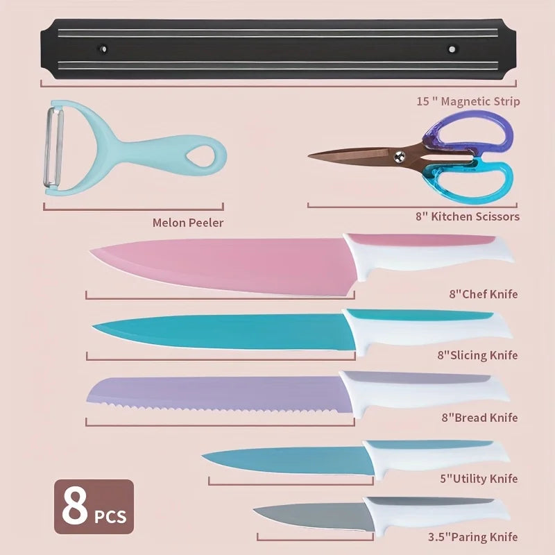 High Carbon Stainless Steel Kitchen Knife Set With Magnet Holder