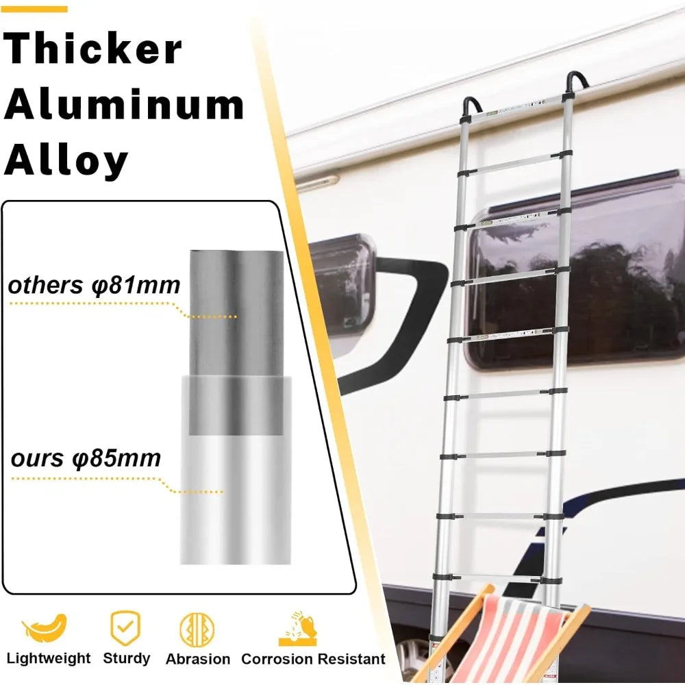 RIKADE Telescopic Ladder Aluminum With Stable Hook Feet