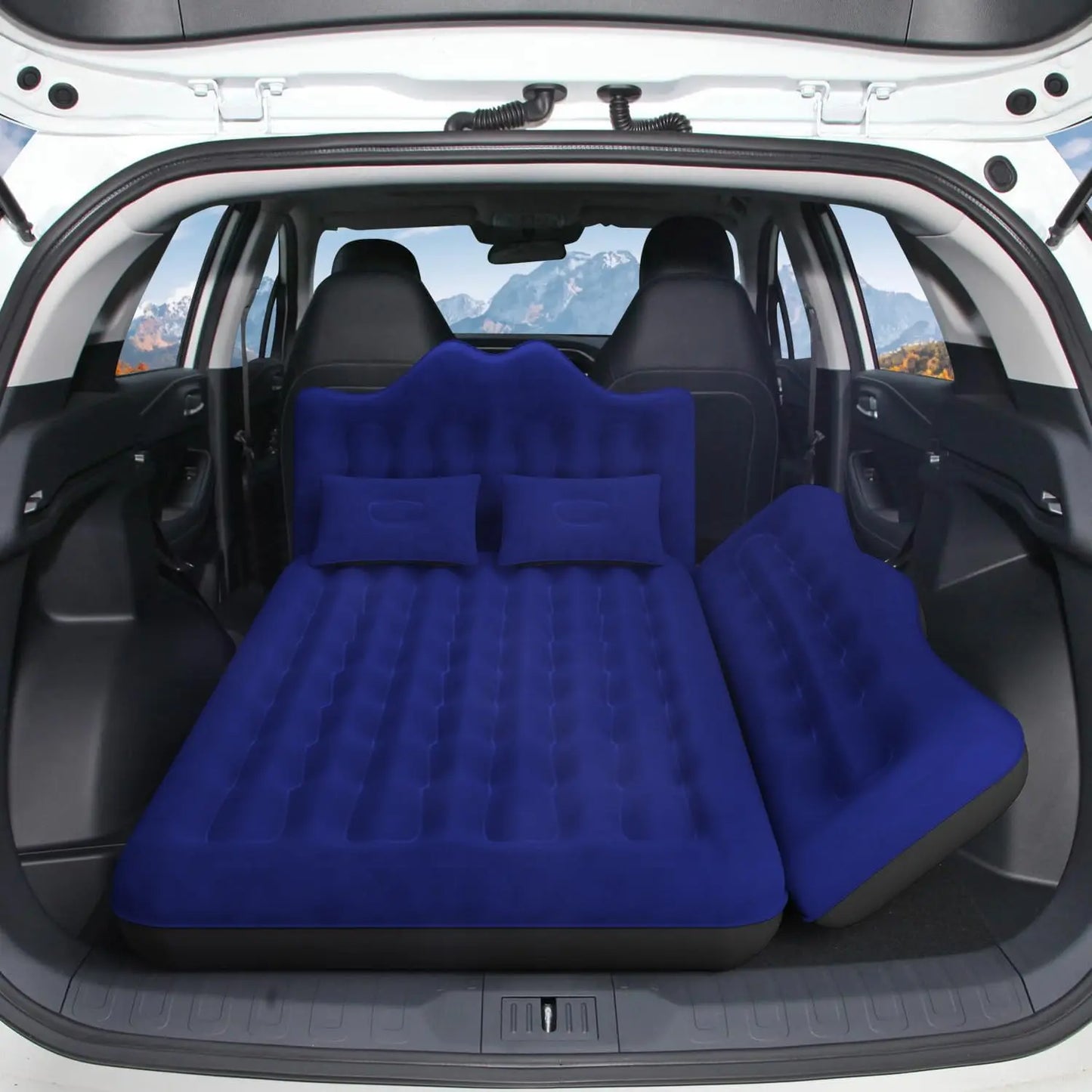 Inflatable Car Backseat Air Mattress with Two Pillows
