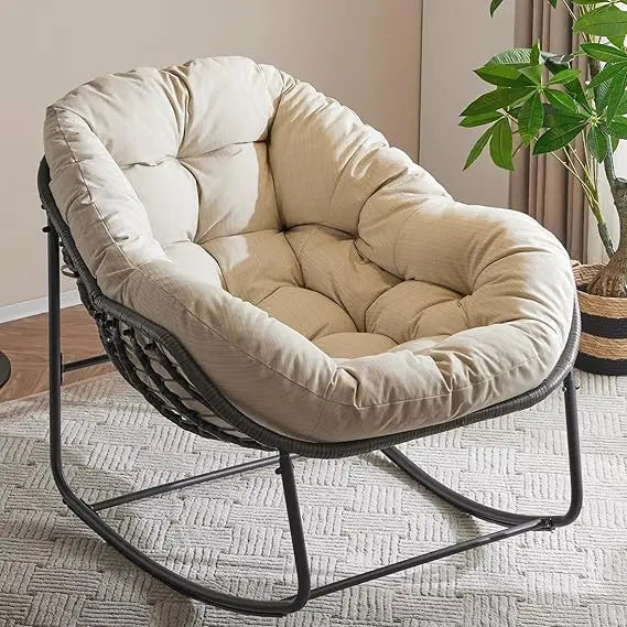 Outdoor Papasan Chair Rocking Patio Egg Chair Rattan Lounge