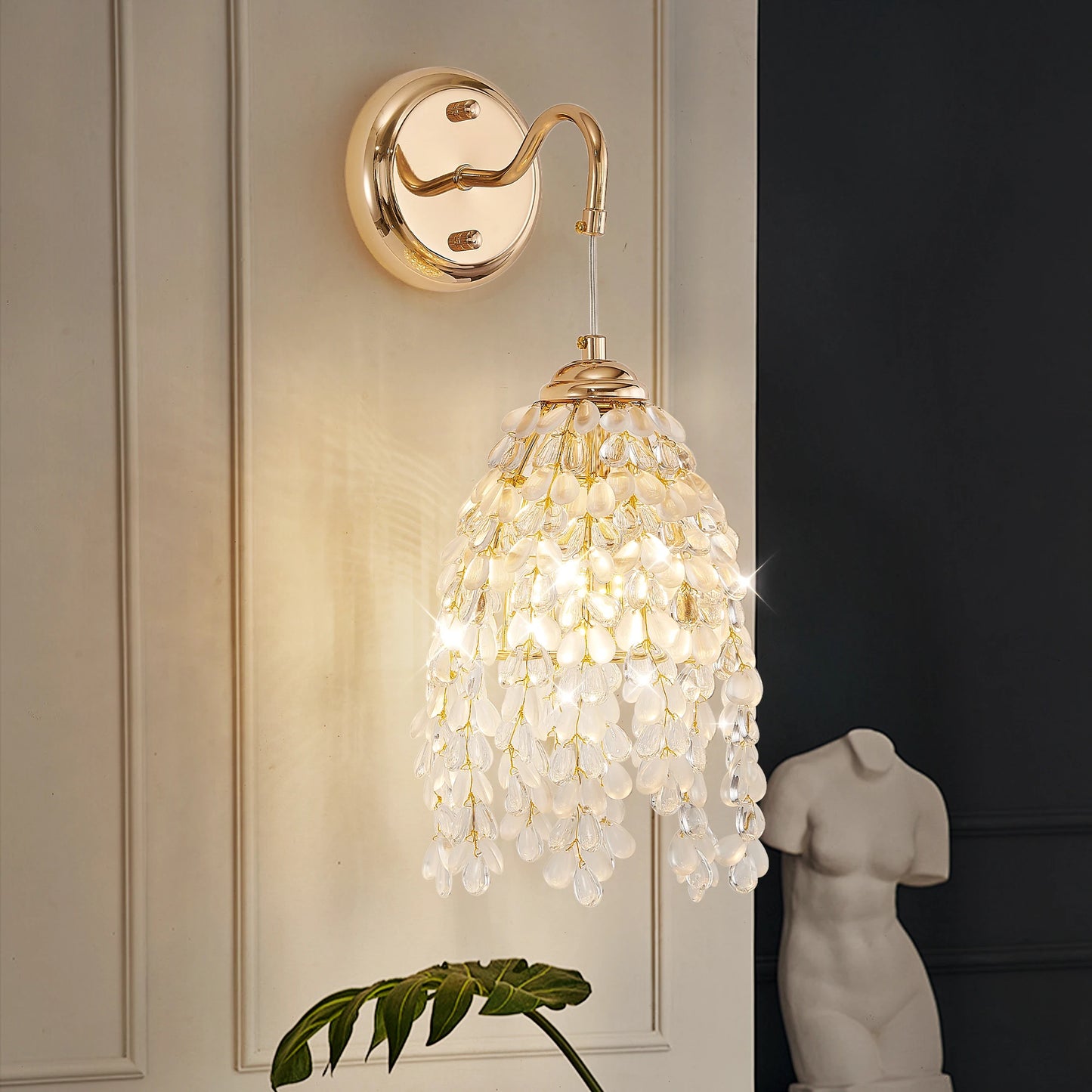 ARLGSITEC Luxury Set of 2 Crystal Bead String Wall Sconces