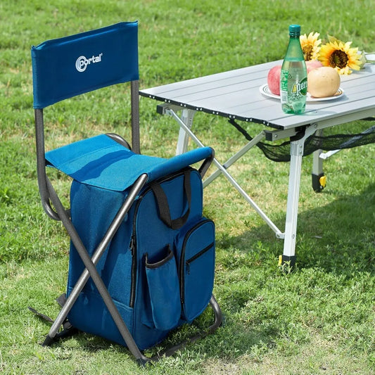 Backpack Cooler Chair With Backrest Folding Camping Stool