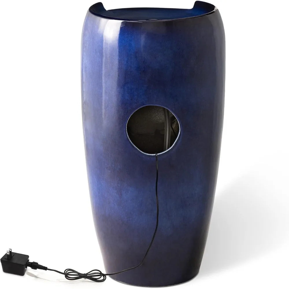 Oversized Ceramic Outdoor Water Fountain with LED Light