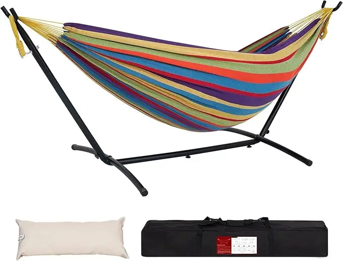 Double Hammock with Space Saving Stand and Carrying Case