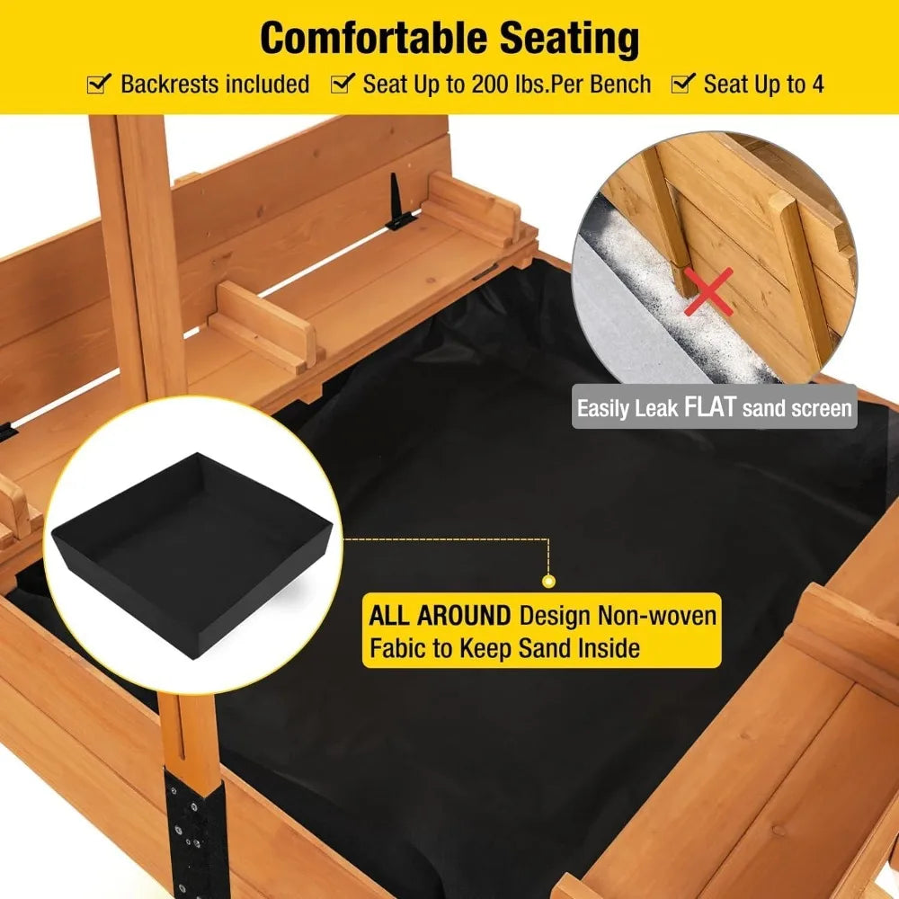Hign Concerned Kids Sandbox With Retractable Canopy Playset