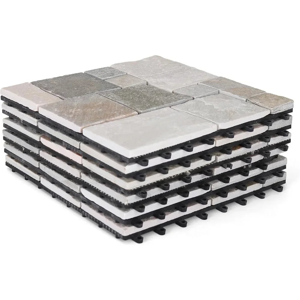 Slate Stone Interlocking Outdoor Patio Tiles 12x12 18 Pack