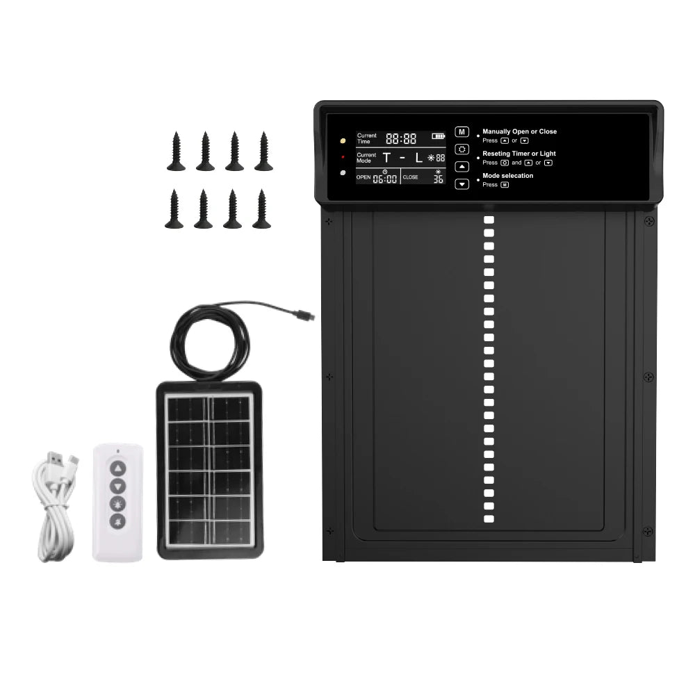 Solar Powered Automatic Chicken Coop Door with Timer and Sensor