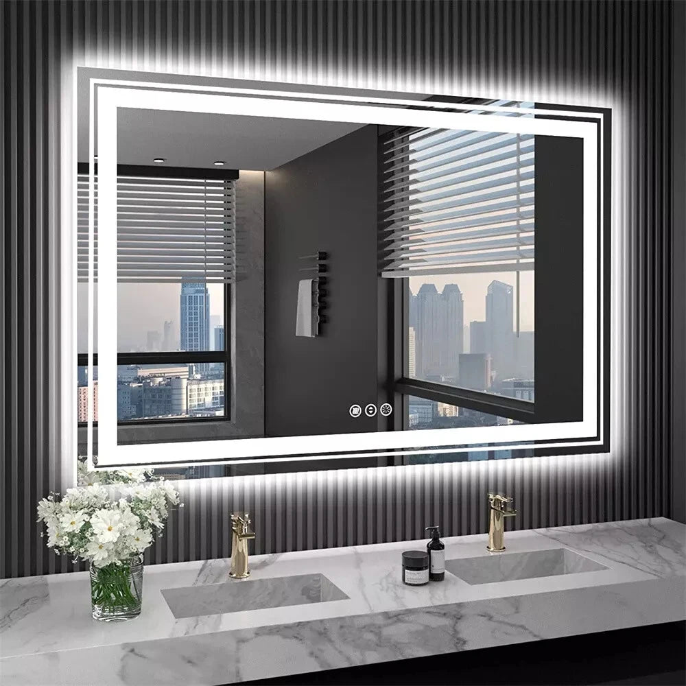 Wisfor LED Backlit Bathroom Mirror Dimmable Vanity Wall