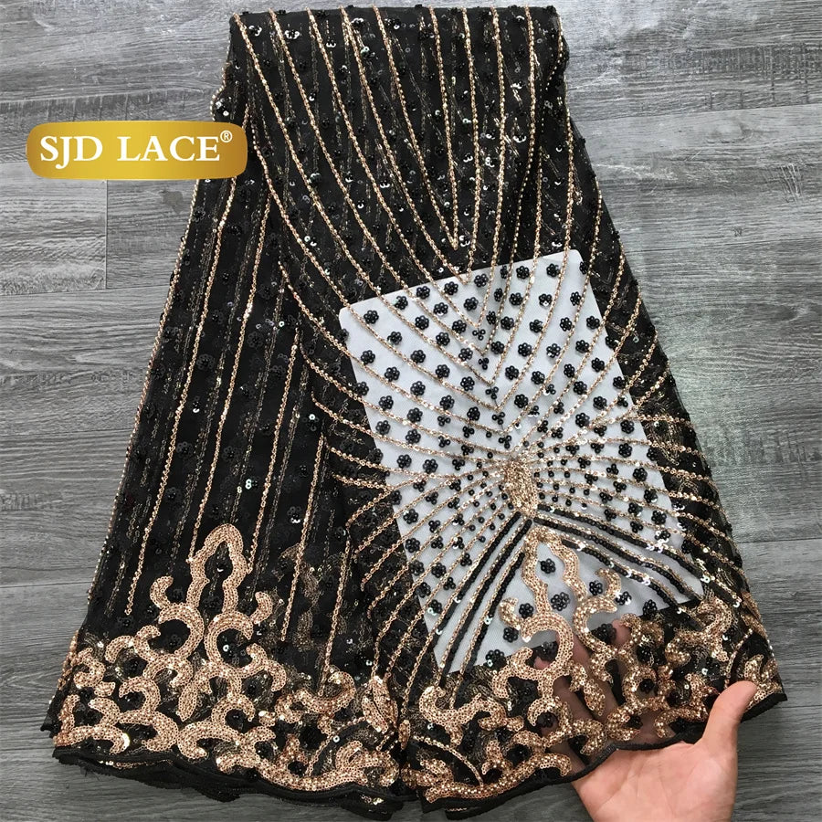 SJD Lace African Luxury Beads Mesh Lace For Women Evening