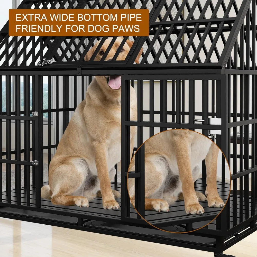DAFIFY Heavy Duty Dog Crate Indestructible Metal Kennel
