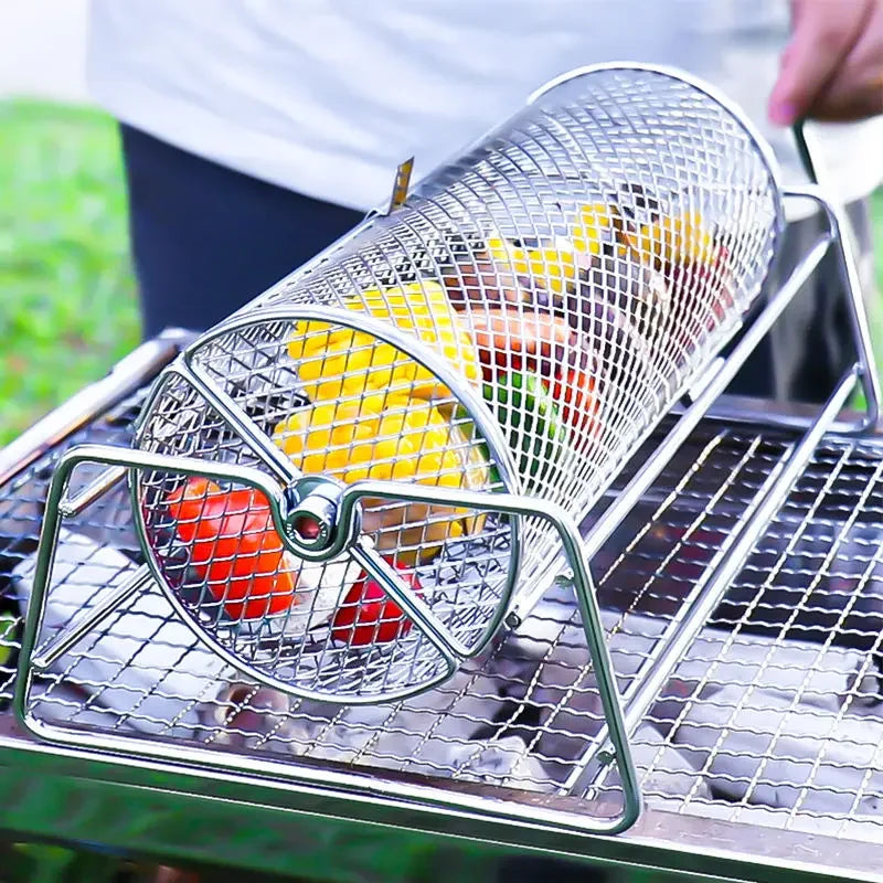 CN Guangdong Stainless Steel Rolling BBQ Grill Mesh Basket