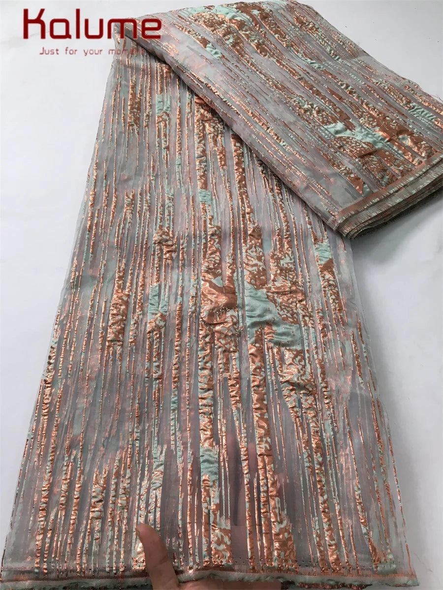 Kalume African Gilding Lace Fabric Jacquard For Party Dress