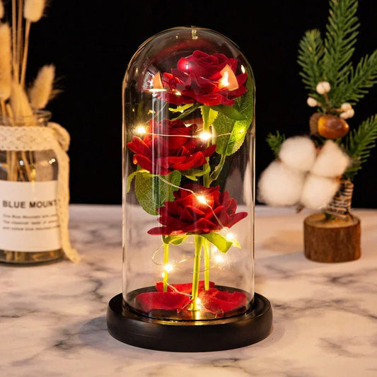 Zhejiang Rose Glass Dome Ornament Gift For Valentines Day