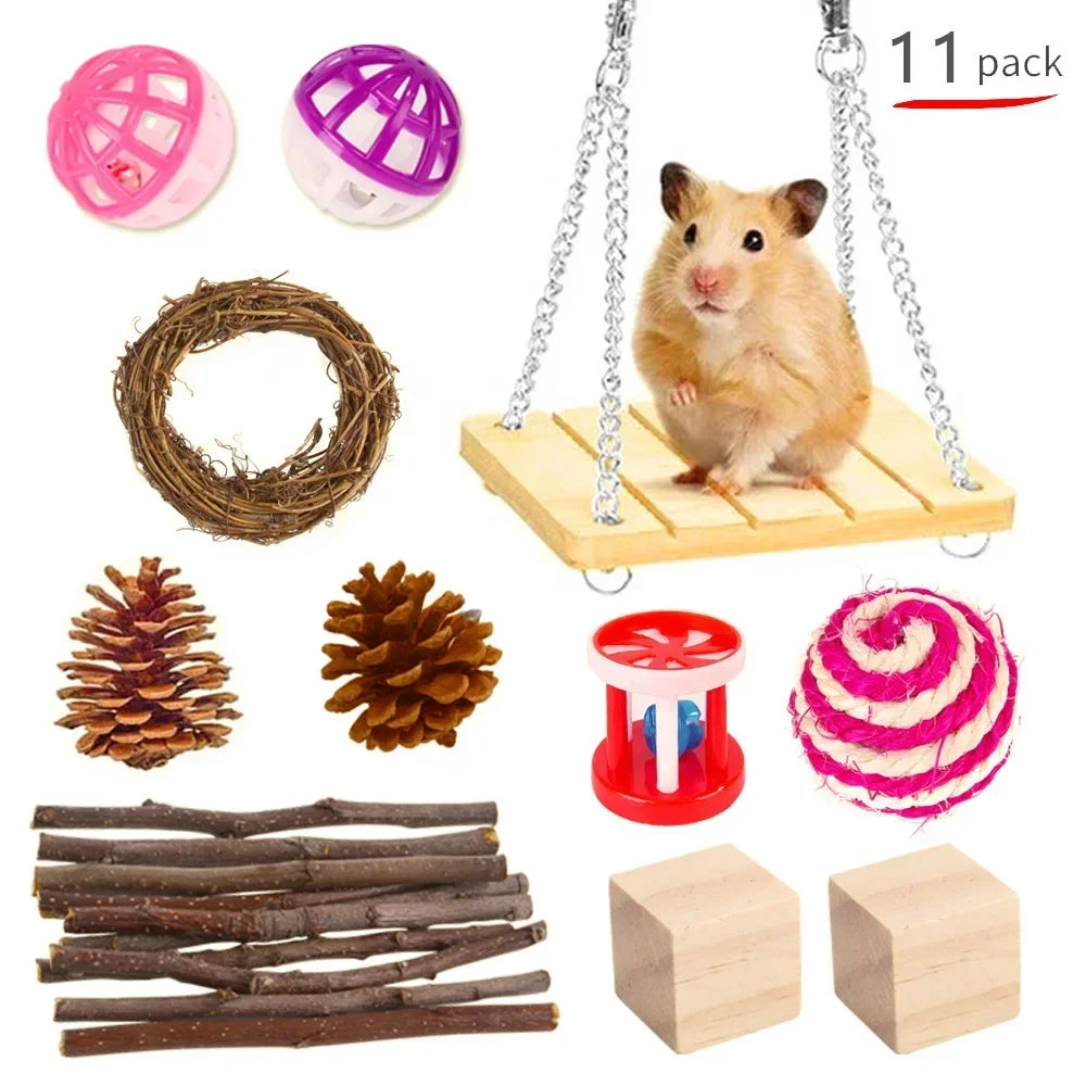 Hign-concerned Wooden Hamster And Small Pet Toys Set