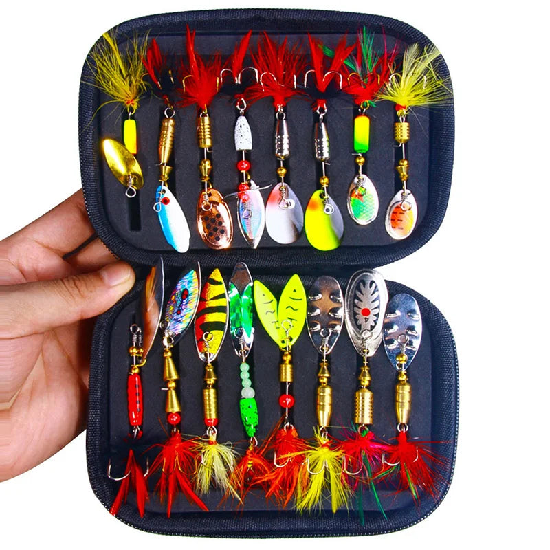 16PCS Metal Bait Spinner Lures Kit for Bass Trout Fishing