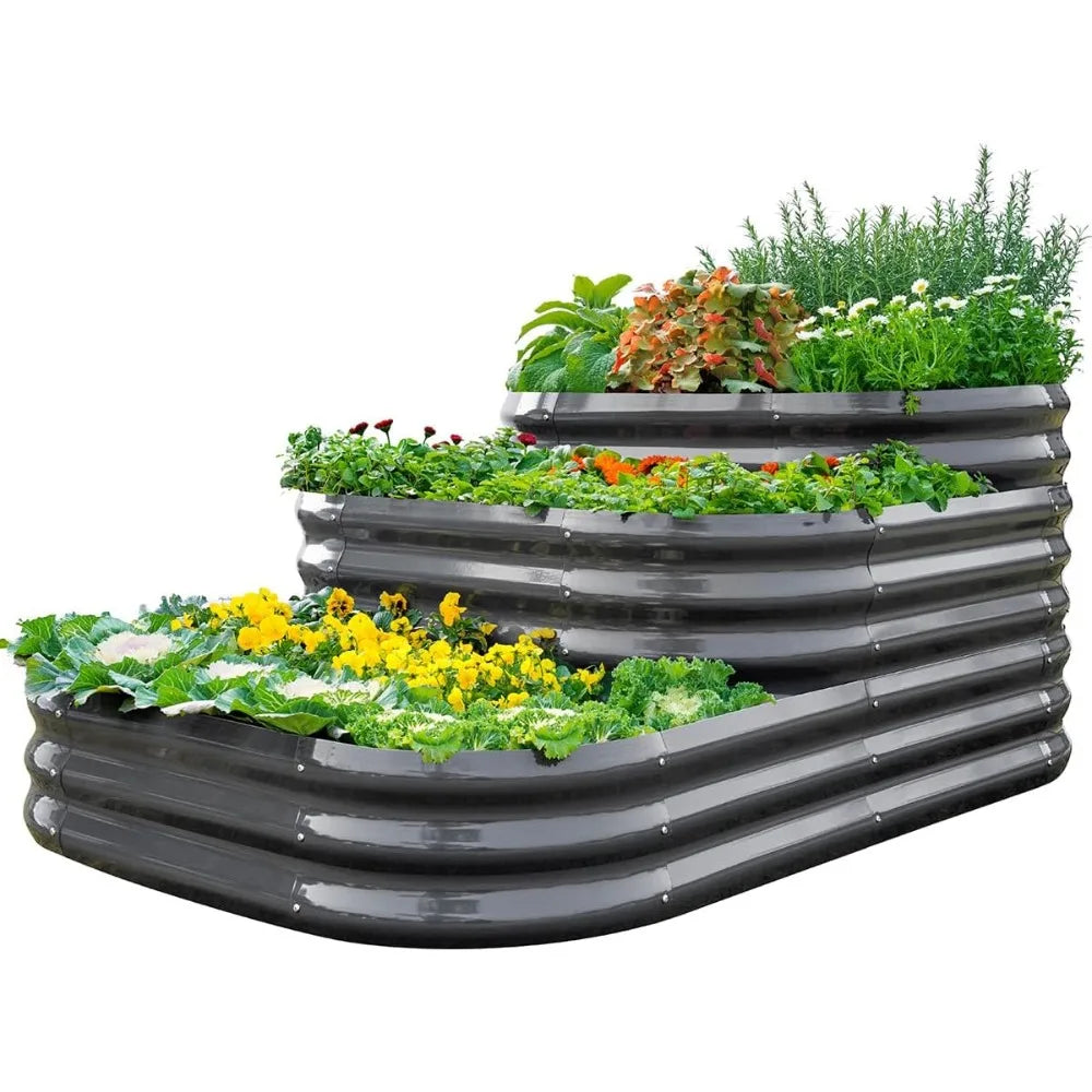 Quictent Galvanized Tiered Raised Garden Bed Kit for Outdoor Plants