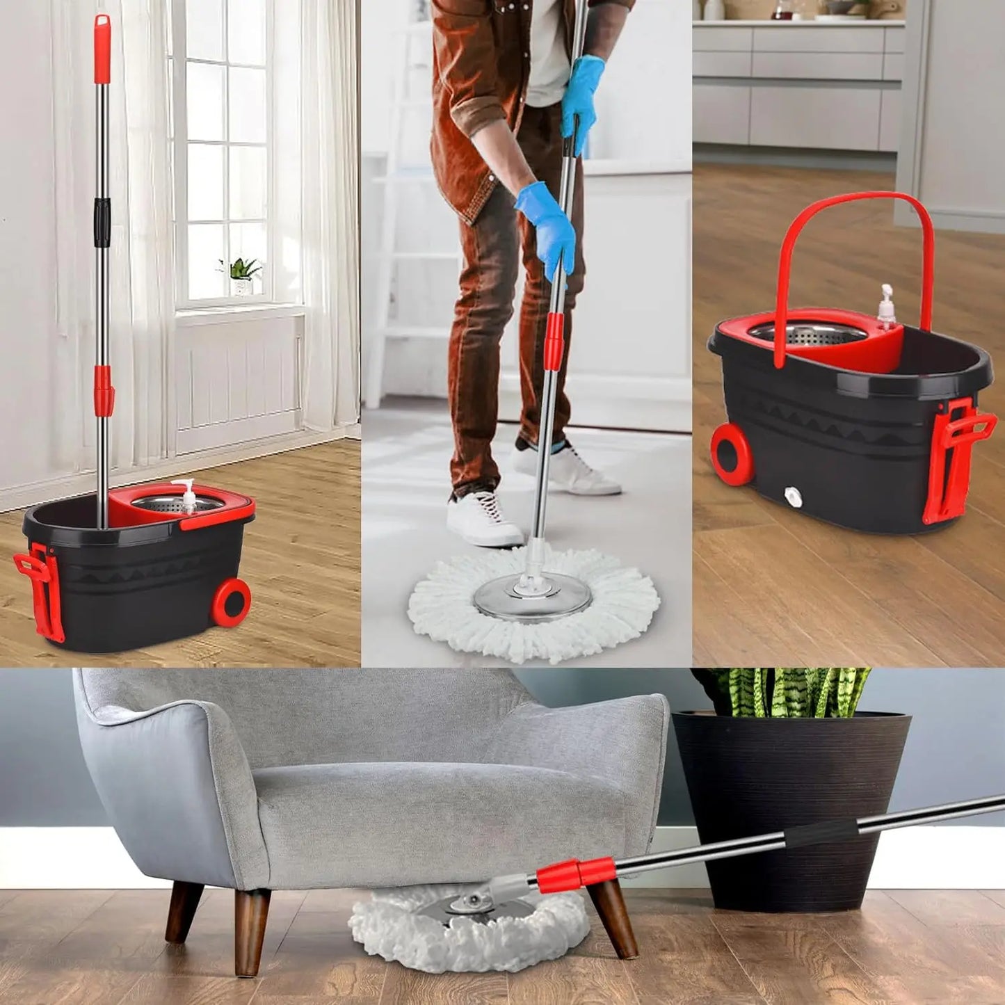 CN 360 Degree Spin Mop Bucket Set with Adjustable Handle
