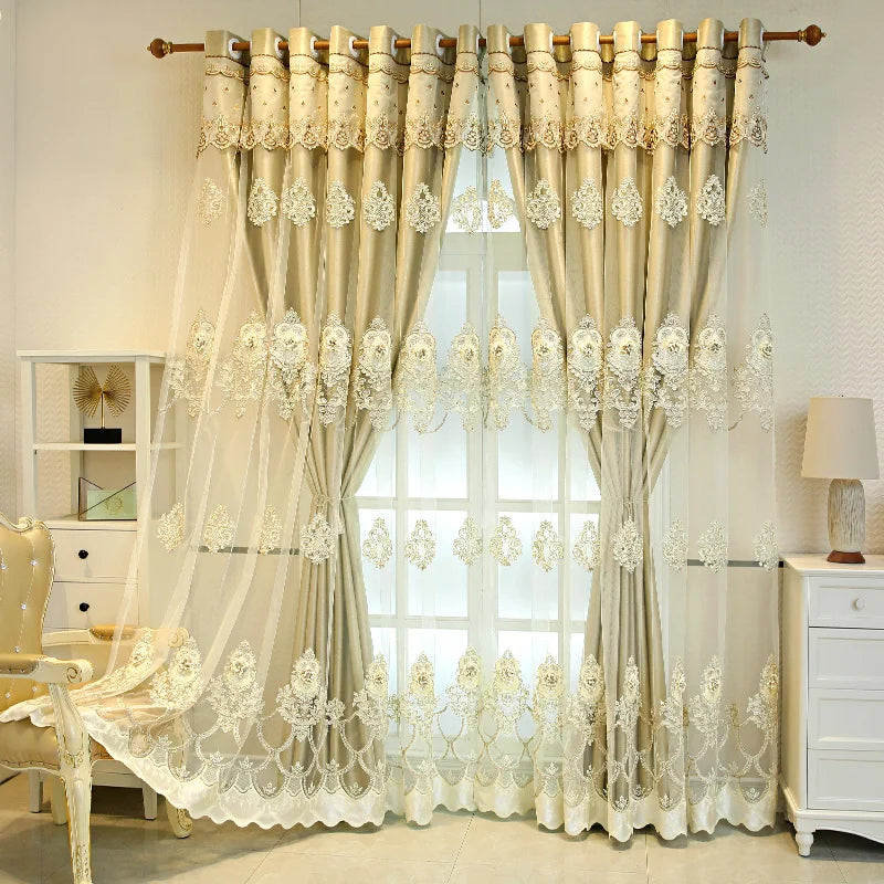 Zhejiang Elegant Double Layer Curtains Embossed Detailing