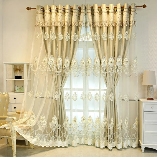 Zhejiang Elegant Double Layer Curtains Embossed Detailing