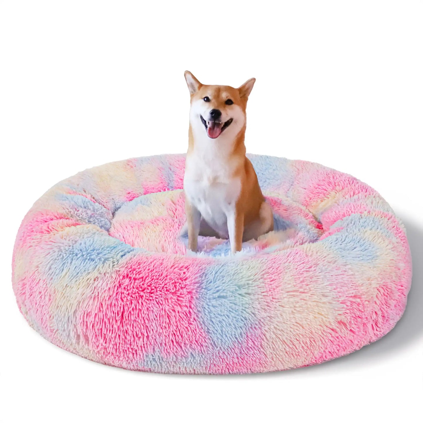 XMSJH Calming Donut Dog Bed Anti Anxiety Plush Cozy