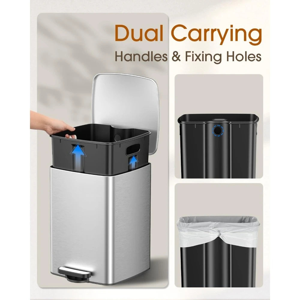 Stainless Steel Foot Operated Trash Can 5.2 Gallon for Home