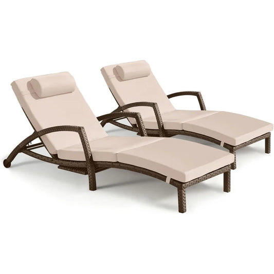 Tangxu Outdoor Wicker Chaise Lounge Chairs Set of 2
