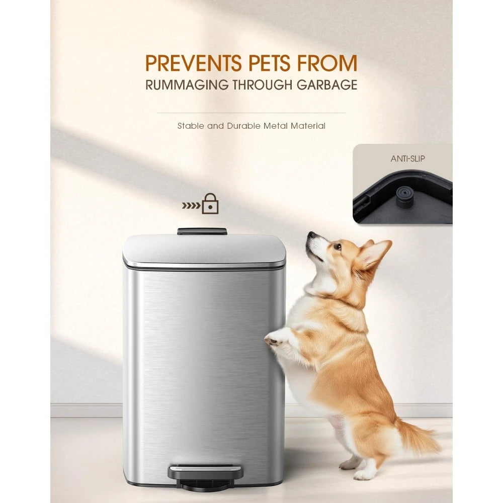 Stainless Steel Foot Operated Trash Can 5.2 Gallon for Home