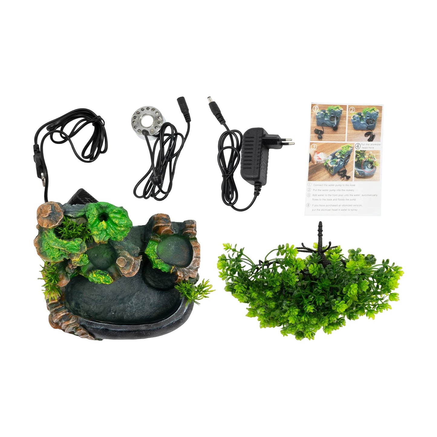 Hign Concerned Desktop Led Waterfall Fountain Resin Bonsai