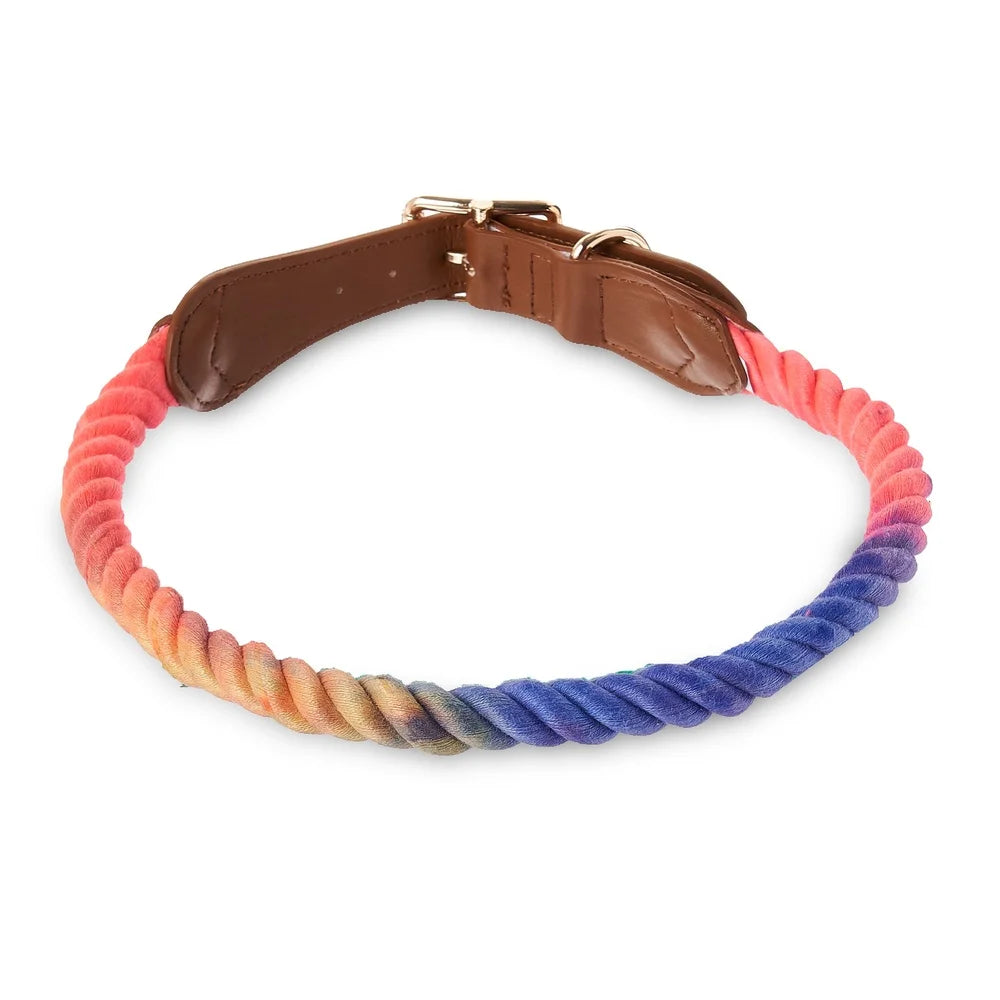 Dutrieux Adjustable Rope Dog Collar Faux Leather D Ring