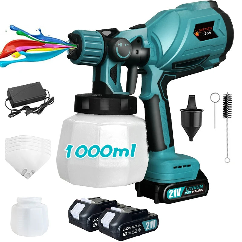 Cordless Electric Spray Gun Paint Sprayer 21V Battery