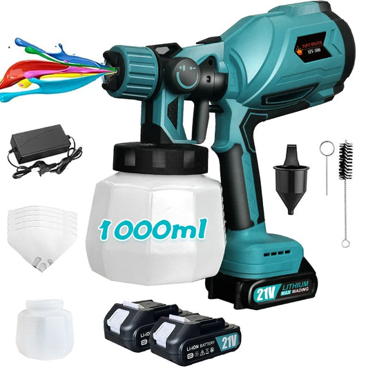 Cordless Electric Spray Gun Paint Sprayer 21V Battery