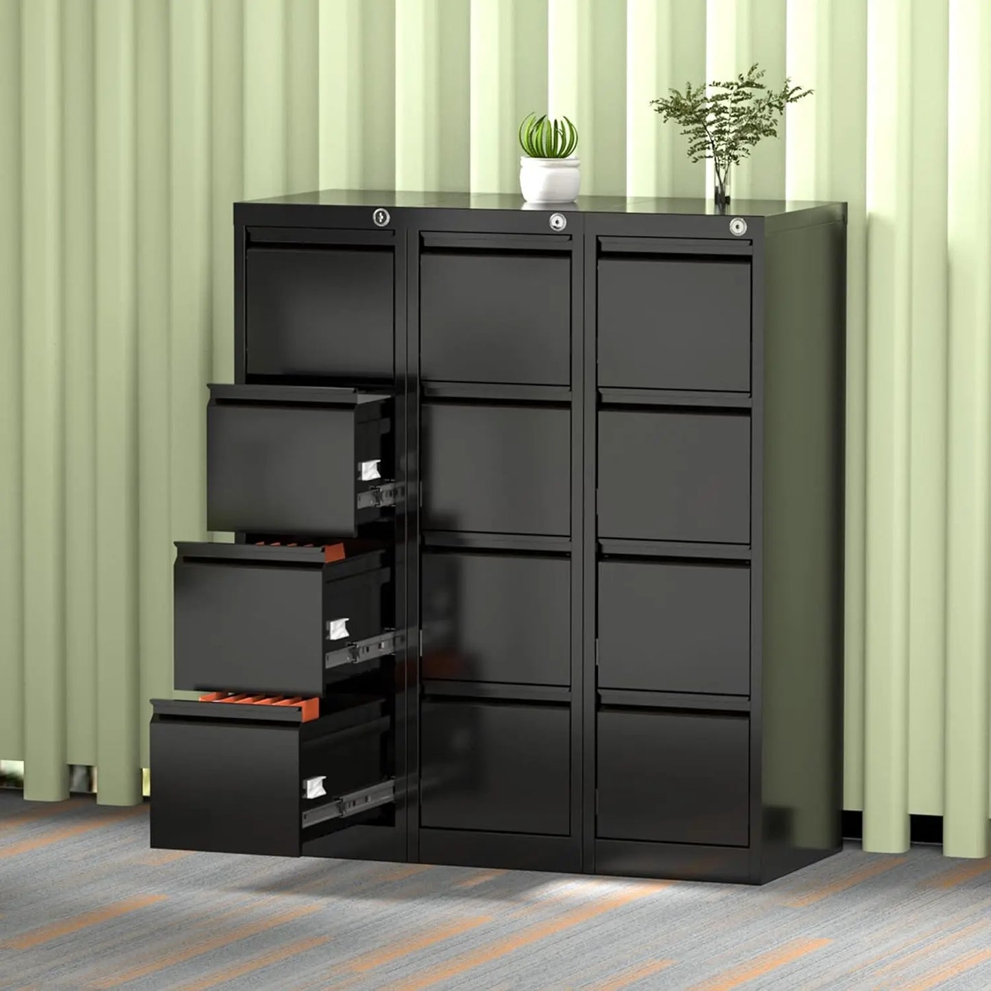 XMSJ 4 Drawer Metal Vertical File Cabinet with Lock
