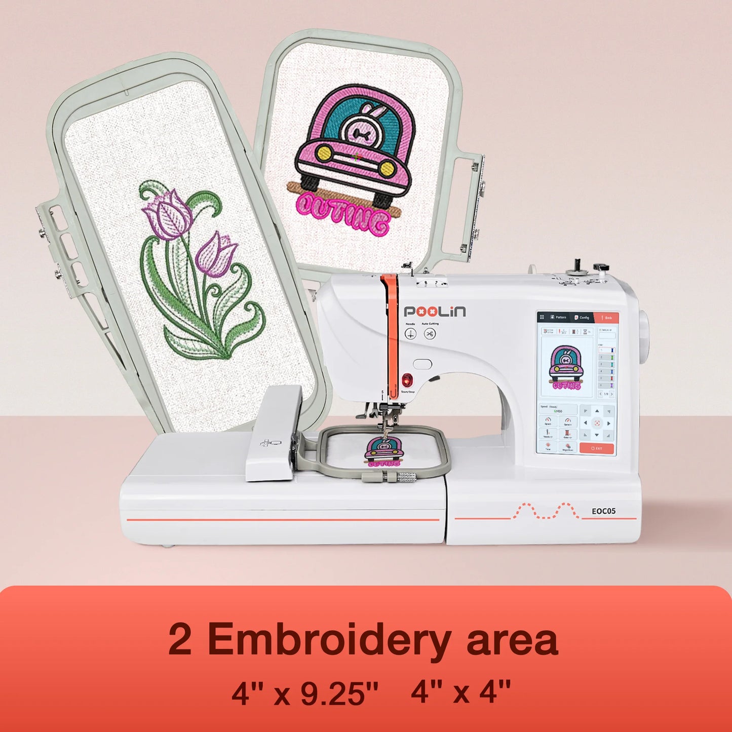 Poolin Embroidery Machine EOC05 Computerized With Threads