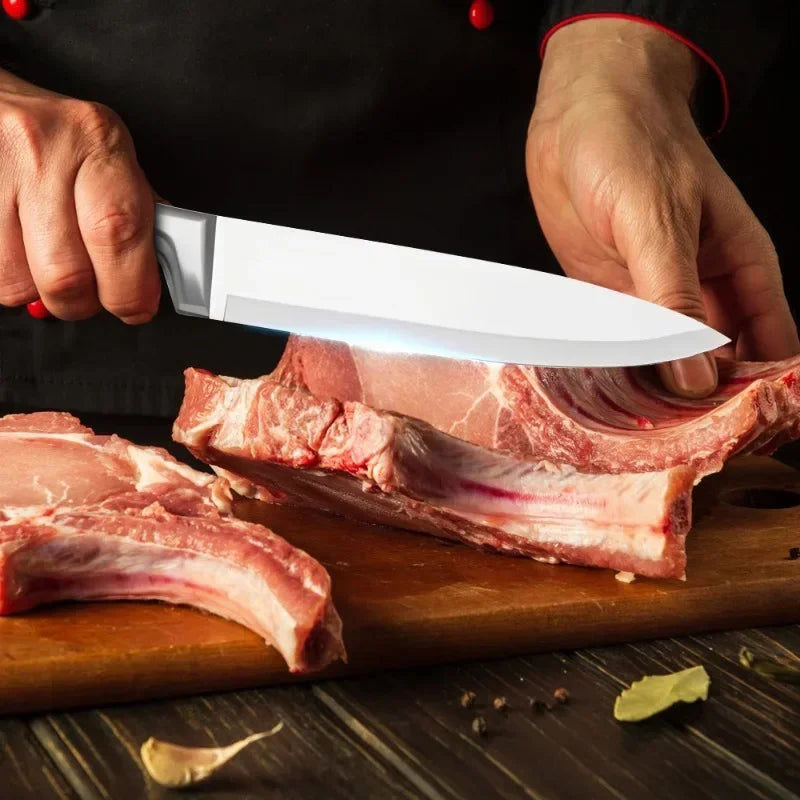 Stainless Steel Kitchen Knife Set 9 Pieces with Sharpener