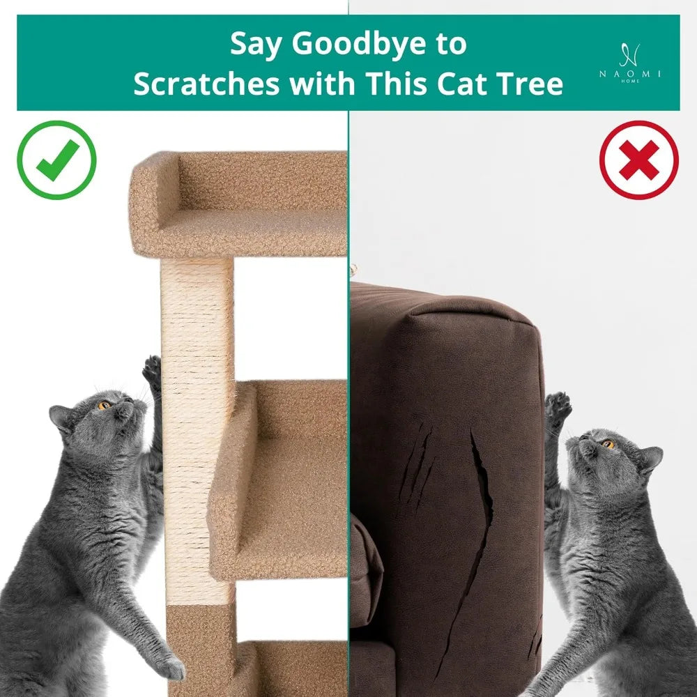 Nala Cat Tree Tower for Large Cats Multi Level with Scratching Post