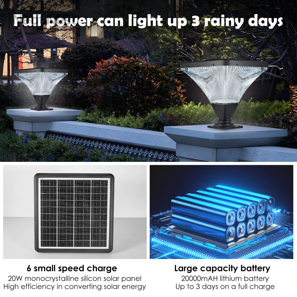 15 Inch Black LED Outdoor Post Light with Remote Control