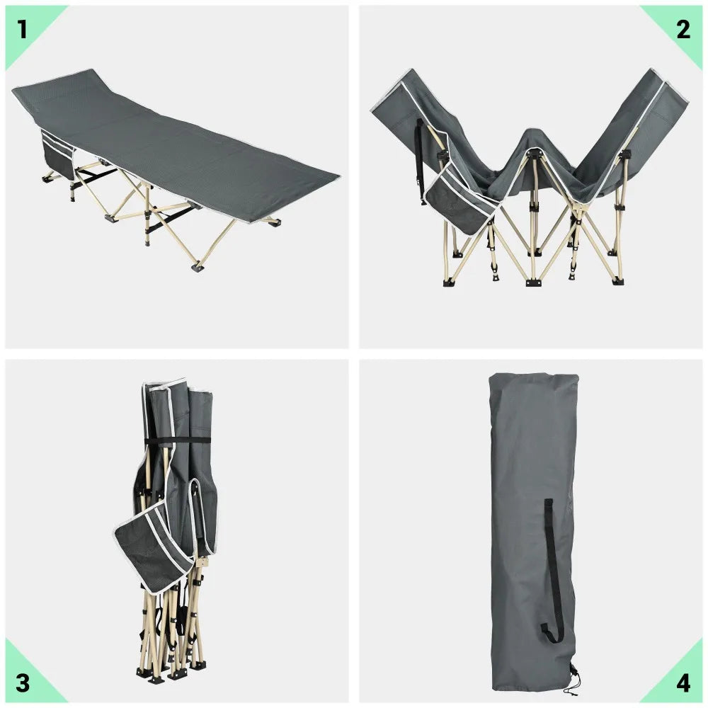 DUTRIEUX Folding Camping Cot Bed Portable Outdoor Furniture