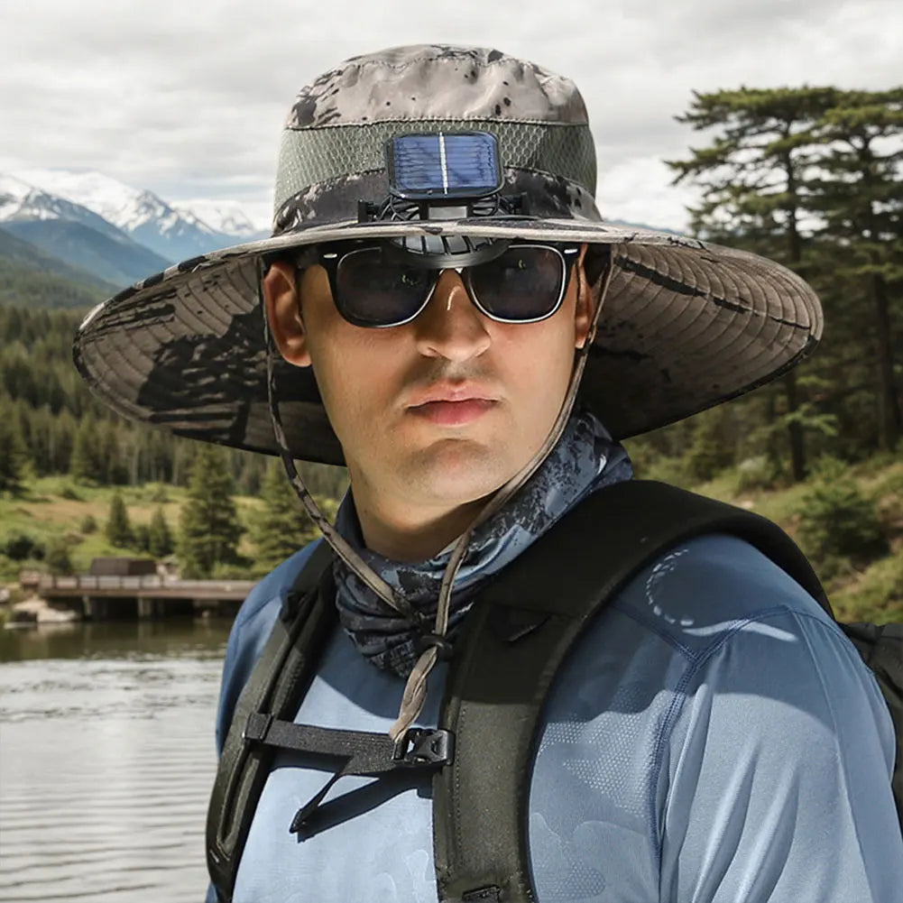 Guangdong Solar Powered Fan Hat UV Protection Wide Brim