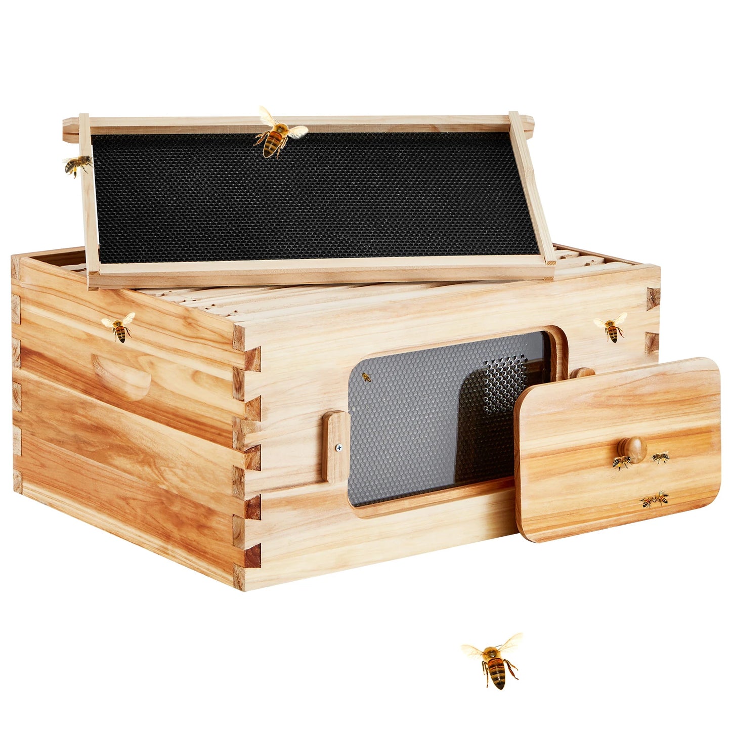 SucceBuy Natural Cedar Langstroth Beehive Deep Box Kit